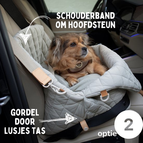By Cee Cee Carry Bag Dog - Luxus Reisetasche Autositz Hund und Hundekorb in 1 - Schwarz mit Cognac - Hundetasche geeignet für kleine Hunde