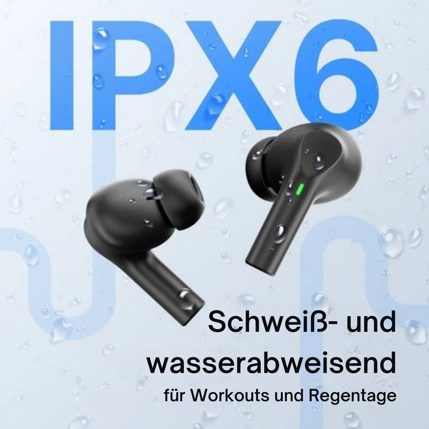 Unitone - Kabellose Kopfhörer - Bluetooth - IPX6 wasserfest - Geeignet für Apple & Android - Schwarz