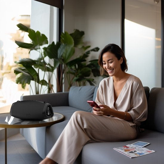Auronic Boombox - Extra Bass - Bluetooth-Lautsprecher - Kabellos - USB-, AUX- und SD-Kartenanschluss - Schwarz