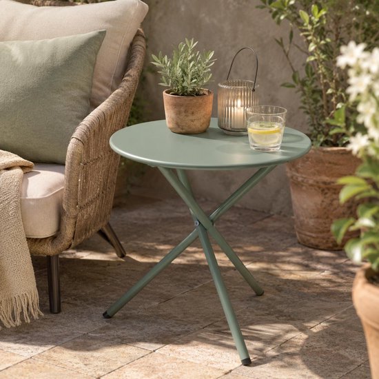 Ambiance Garten-Beistelltisch – schwarz – Metall – Durchmesser 48 cm – Höhe 48 cm – rund – Couchtisch