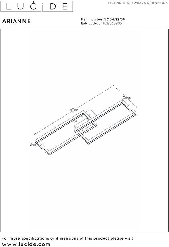 Lucide ARIANNE – Deckenleuchte – LED – CCT – 1x23 W 2700 K/4000 K – Schwarz