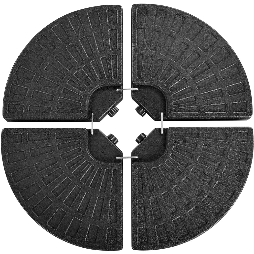 Yaheetech Sonnenschirmständer, 4-teiliges Set – Schwarz – Befüllbare Sonnenschirmgewichte für Schwebeschirme bis zu 66 kg Sand oder 52 kg Wasser