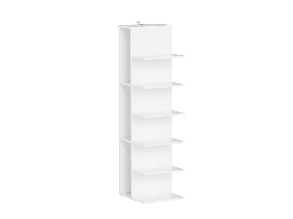 SoBuy Schmaler Bücherschrank 110,5 cm – 7 Fächer – 45 kg Tragkraft – Weiß