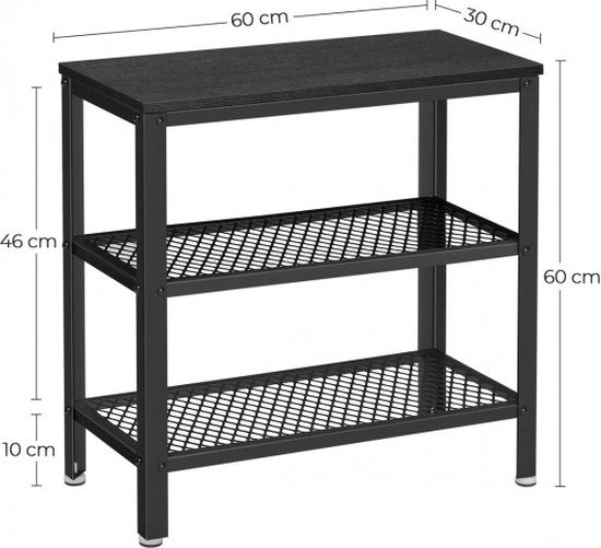 O'DADDYÂ® Wandtisch - Beistelltisch Industrial - mit 2 Netzablagen - Beistelltisch 60x30x60 cm - Flurtisch - Farbe schwarz/dunkelgrau