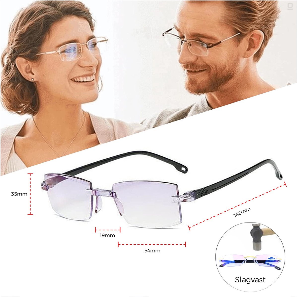 Shine® Anti-Blaulichtbrille 1.00 - Multifokale Computer- und Lesebrille - Unisex - Blaulichtfilter - inkl. Etui & Tuch