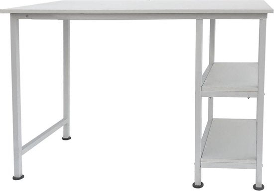 Schreibtisch Computertisch - mit Ablagefächern - weißes Metallholz - 110 cm breit