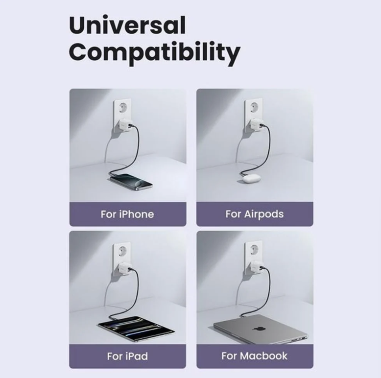 Ugreen X516 GaN-Netzladegerät 30 W – Rosa – USB-A & USB-C