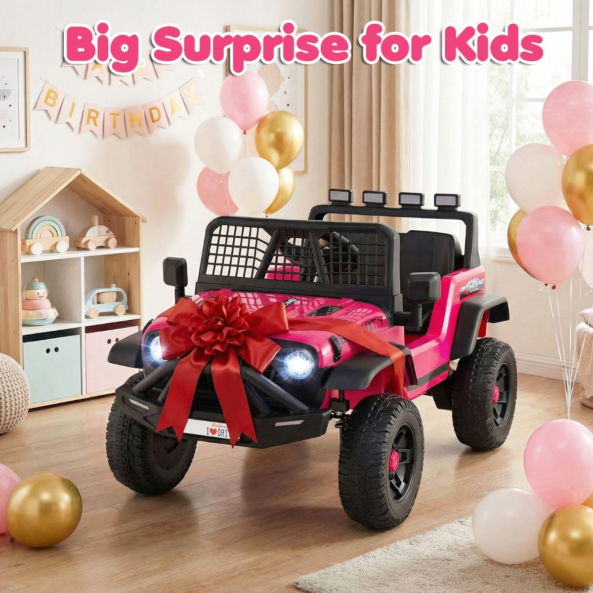 Coast Elektrischer Kinderbuggy – Fernbedienung und Selbstlenkung – 30 kg Tragkraft – rosa