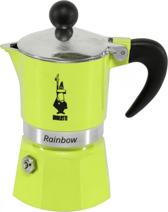 Bialetti Rainbow Percolator 1 Tasse, grün – Espressokocher – Aluminium – italienische Kaffeemaschine – 60 ml
