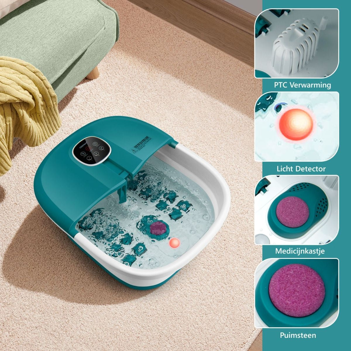 Coast Fußbad Massage -Gerät Fußmassage Spa mit externer Steuerung klappbar 33,5 x 41 x 20,5 cm türkis