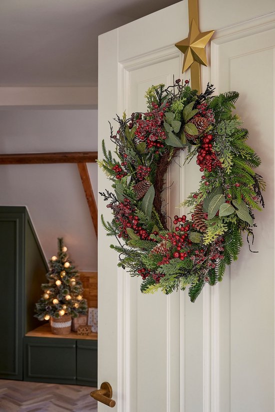 Mica Decorations Bodi Weihnachtskranz mit Tannenzapfen – H 13 x Ø 50 cm – Bordeaux