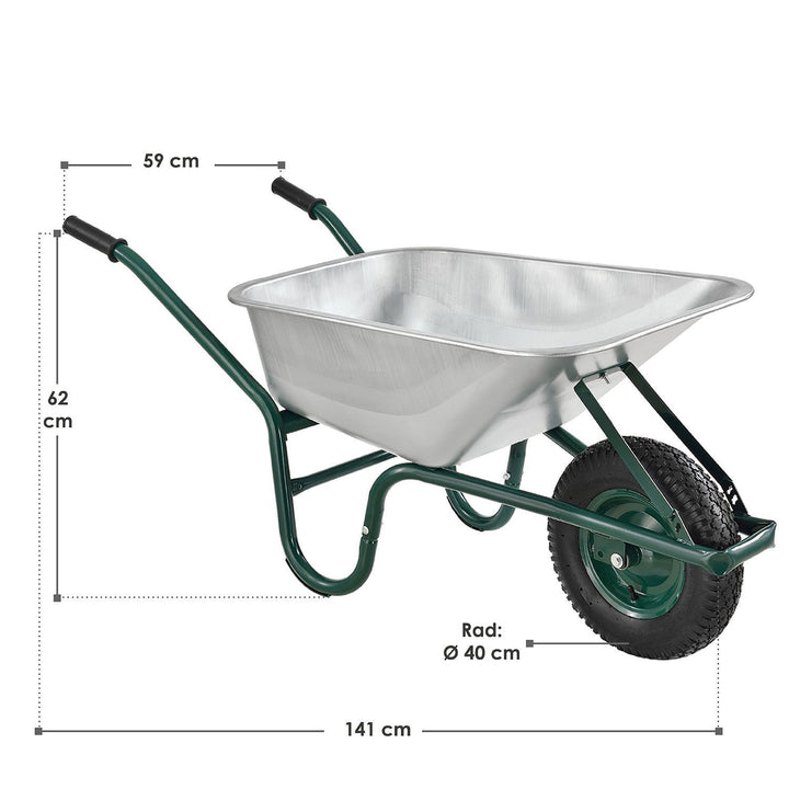 Juskys Schubkarre - 100L - 210 KG Kapazität - Silber