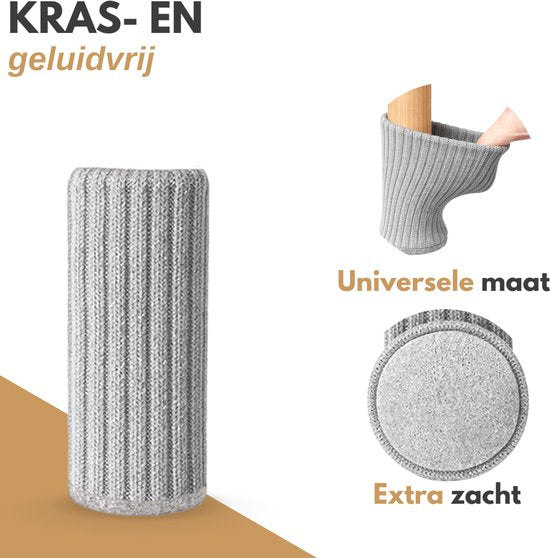 Vaive Stuhlfußschutz – Bodenschutz – Stuhlfußsocken – Stuhlfußkappen – Stuhlfußschutz – Stuhlsocken – Grau