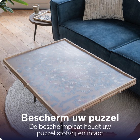 Puzzleplatte für 1000 Puzzleteile mit 6 Schubladen – Puzzlematte mit Aufbewahrungssystem – Puzzlebrett aus Holz – Puzzletisch inklusive Abdeckplatte – BREND BR-2216