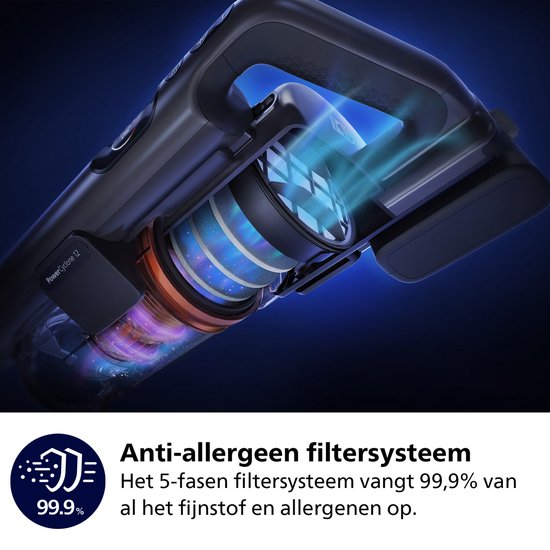 Philips Staubsauger mit Wischfunktion XC8055/01 Aqua Plus – kabellos und beutellos – Saugdüse mit LED-Beleuchtung – Handstaubsauger – Akkulaufzeit bis zu 80 Minuten – leicht – blau