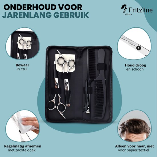 Fritzline 9-teiliges Friseurset – Friseurscheren – Friseurkittel – Haarschere – Friseur – Friseurschere – Ausdünnschere – Ausdünnschere für Friseure – professionelles Friseurset – Friseurkittel – Friseurjacke – Friseurbedarf