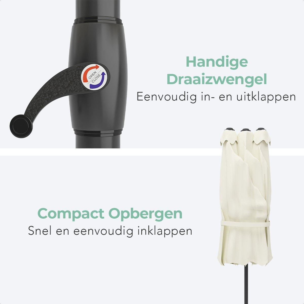 LifeGoods Doppelter Sonnenschirm - 270x460cm - bis zu 15 Personen - Wasserdicht - mit Bezug - Creme