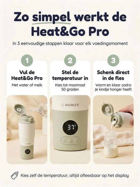 Numsy tragbarer Flaschenwärmer Heat & Go Pro – kabelloser Flaschenwärmer – Milchwärmer für Babys
