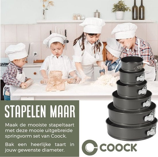 COOCK 6-teiliges Backblech-Set - Springform - Antihaft-Kuchenform - 12 bis 28 cm Durchmesser -Kuchenform inkl. Teigkneter & E-Book