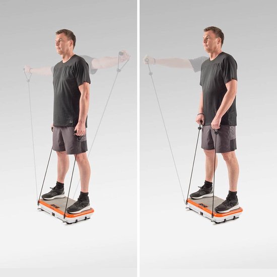 Vibro Shaper – Vibrationsplatte mit Oszillationstechnologie strafft den Körper – Powerplate trainiert alle Muskelgruppen – inklusive Power-Stretchbänder