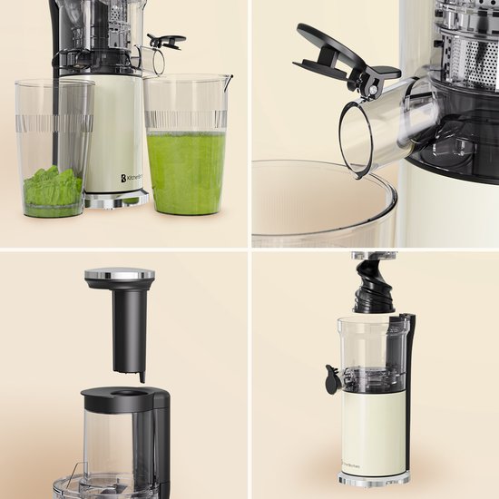 KitchenBrothers Slowjuicer - Vertikal - Entsafter - Gemüse- und Obstpresse - 80 mm - 750 ml - Champagner
