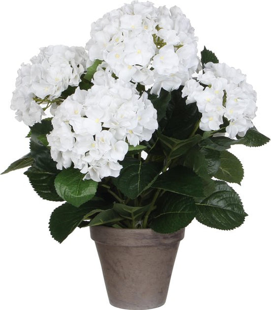 Mica Decorations Kunstpflanze Hortensie – weiß – 45 cm – im Topf – Kunstpflanzen/Kunstblumen