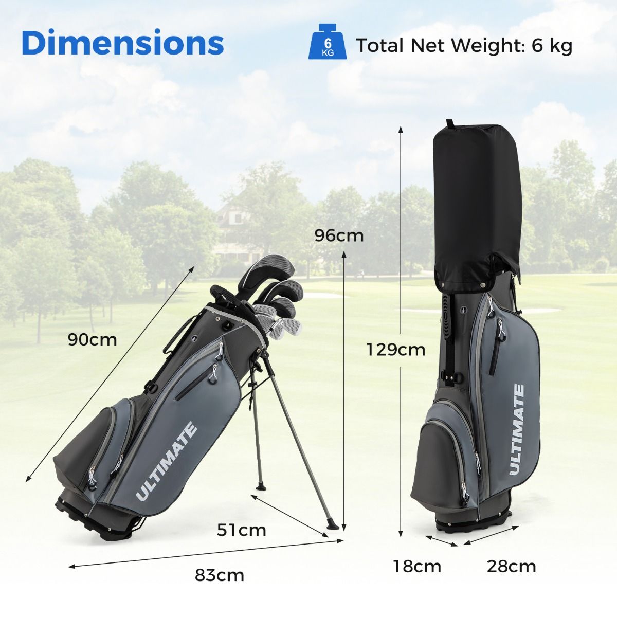 Coast Herren-Golfset – 9-teilig – für Rechtshänder – inklusive Regenschutzhülle – Grau