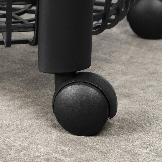 Excellent Houseware Küchenwagen Schwarz – 4-stöckiges Aufbewahrungssystem – 46,5 x 26 x 80 cm
