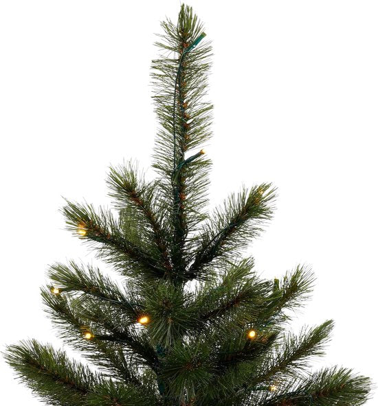 Triumph Tree Bristlecone Kunstweihnachtsbaum – Weihnachtsbaum mit Beleuchtung und 240 LED-Lämpchen – Kunstbaum mit Scharnierkonstruktion – H 215 x Ø 127 cm – Dunkelgrün – Für den Innenbereich