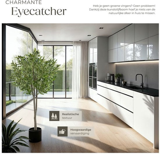 tectake® - Künstlicher Olivenbaum Oleand - Mediterrane Kunstpflanze mit realistischen Blättern und Oliven - Pflegeleicht und vielseitig einsetzbar - Inklusive stabilem Blumentopf - Höhe: 150 cm