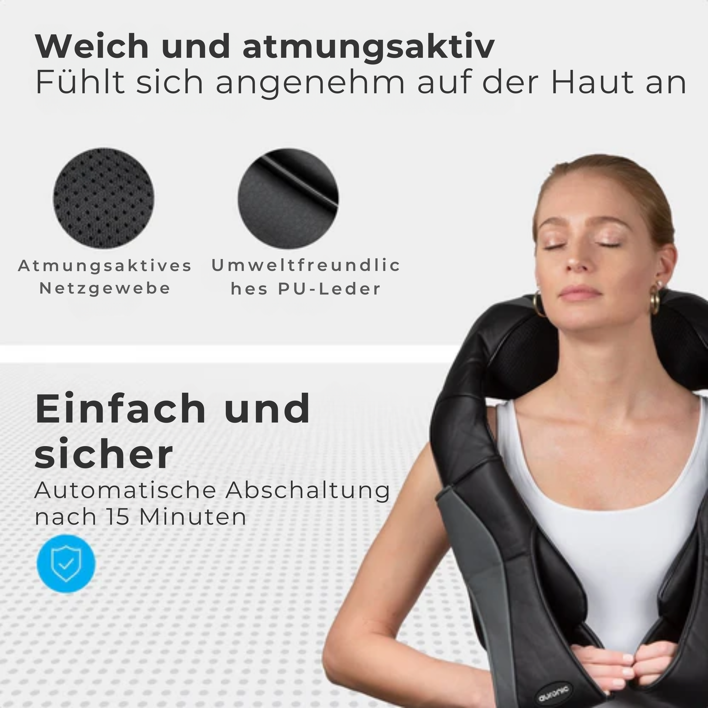 Auronic Shiatsu Massagekissen - Für Nacken und Schulter - Infrarot-Wärmefunktion - Schwarz