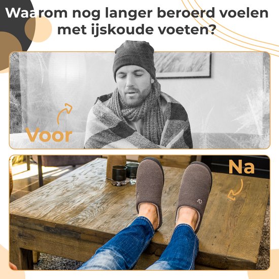 Hausschuhe Herren - Hausschuhe - Größe 44/45 - Grau - Rutschfest - Comfeet