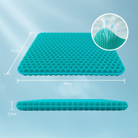 Dreamolino Soft Sitter Sitzkissen  - 2 Stuks – Bequemes Gel-Kissen mit atmungsaktivem Waben-Design – Druckverteilend & atmungsaktiv – Für Stühle, Auto, Bürostühle & im Freien – 42 × 37 × 3,5 cm