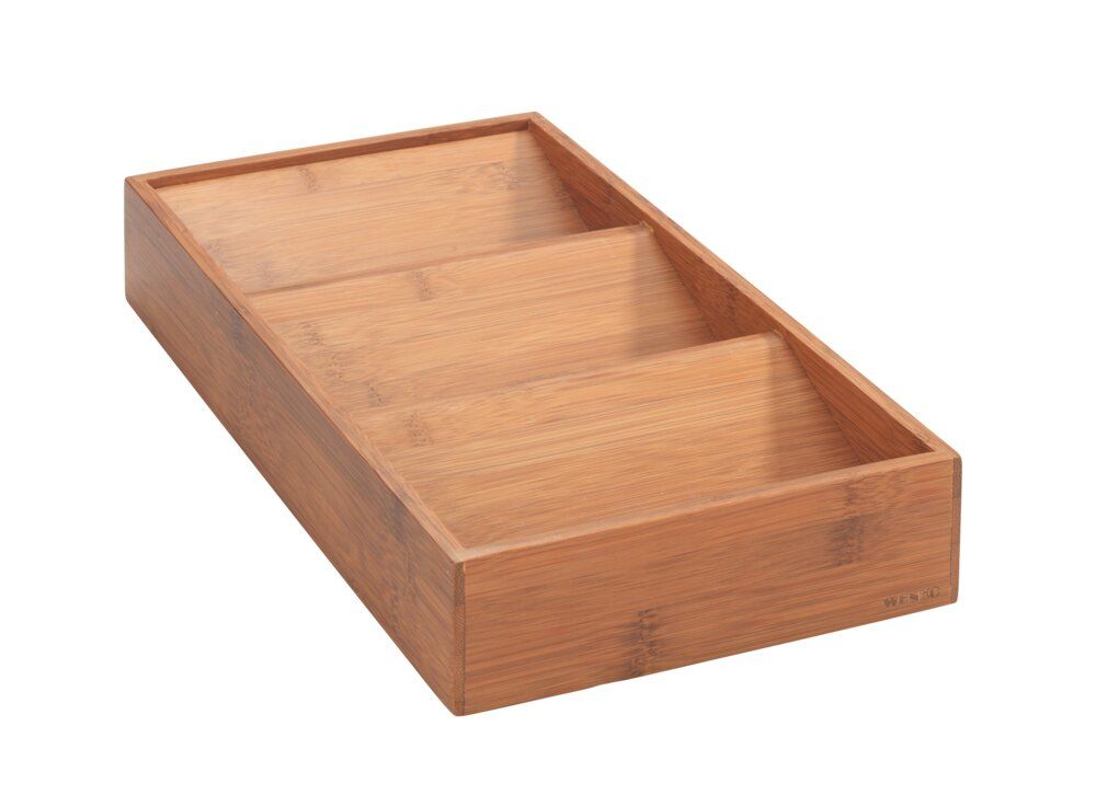 WENKO Gewürzregal mit Schublade aus geräuchertem Bambus – 38 x 20 x 6 cm – Für Gewürzdosen