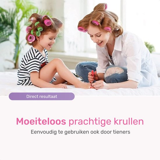 Lockenwickler-Set 18 Rollen - Inkl. 20 Haarspangen - Groß - Ohne Hitze - 3 Größen - blau/rosa