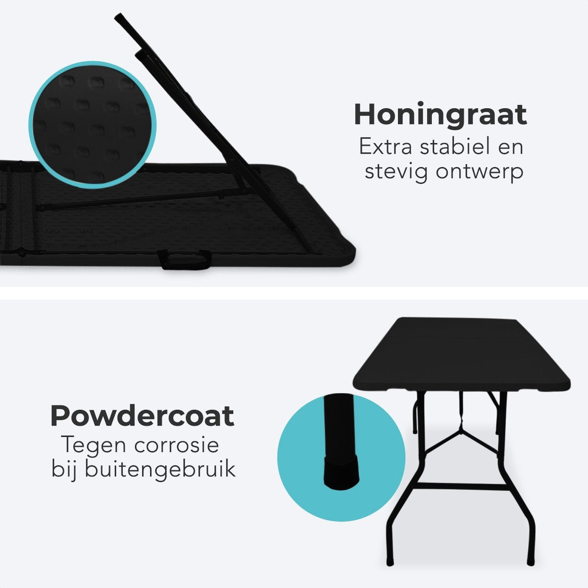 LifeGoods Zusammenklappbarer Tisch - 70x180cm - Verstellbarer und stabiler Klapptisch - Wetterfest - Outdoor-Klapptisch - Schwarz