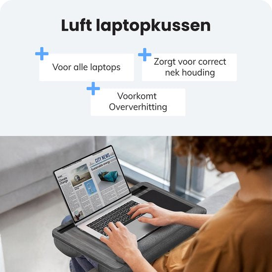 Laptop-Kissen - Schoßtisch - Verstellbar - Ständer für Heimarbeit - Betttisch - Laptop- und Tablet-Ständer - Mit Telefonständer