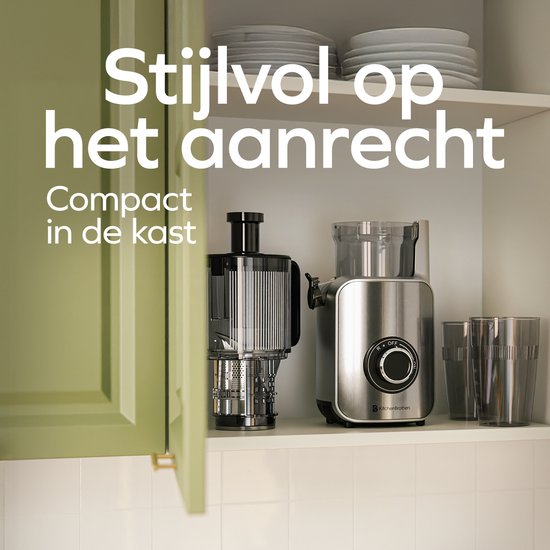 KitchenBrothers Slowjuicer - Vertikal - Entsafter - Gemüse- und Obstpresse - 126 mm - 750 ml - Grau