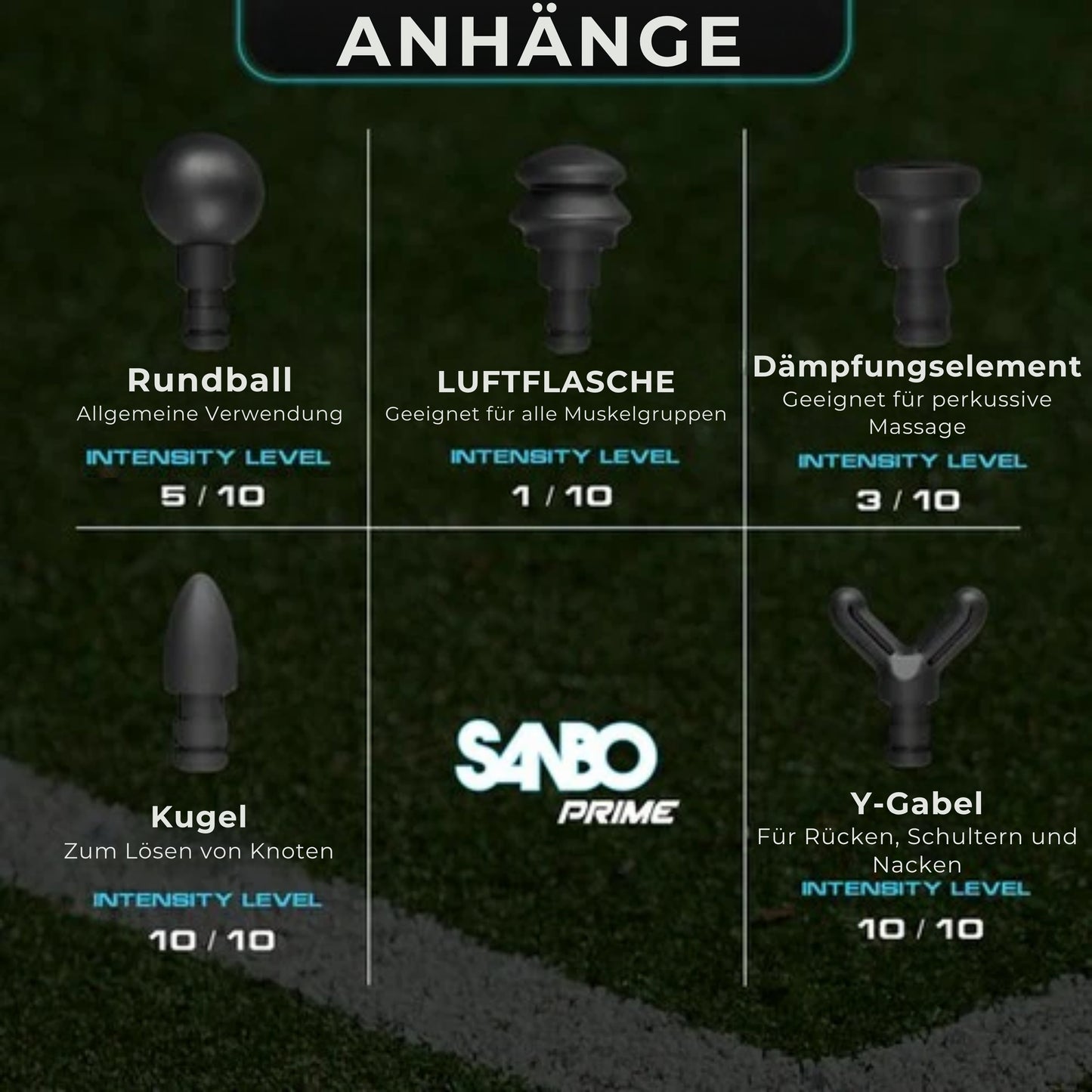 Sanbo Massage Gun Prime - Sport- und Entspannungsmassage - Profi - Inklusive Etui & App - Massagegerät - Fitness - Schwarz/Blau