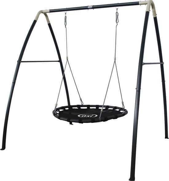 AXI Metall-Nestschaukel in Anthrazit/Creme – Freistehendes Schaukelset mit Rahmen und Nestschaukel Ø 120 cm – Schaukelset für Kinder