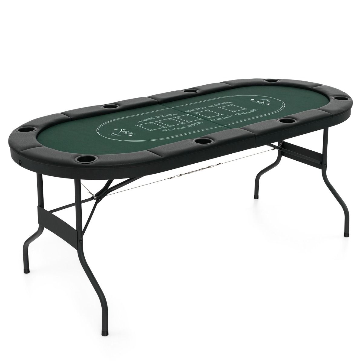 Coast Klappbarer Casinotisch - Für 8 Spieler - 182x82x75 cm - Schwarz/Grün