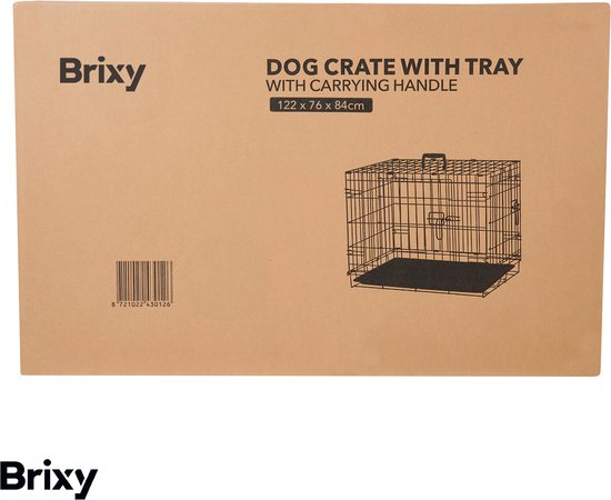 Brixy Hundebank - Bank für Hunde - Größe XXL - faltbar - 122 x 76 x 84 CM - 2 Türen - Schwarz