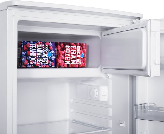 Tomado TRT5501W Tischkühlschrank, energieeffizient – 109 Liter – Mit Gefrierfach – 55 cm breit – Leise: 37 dB – LED-Beleuchtung – Energieeffizienzklasse C – Freistehend – Weiß