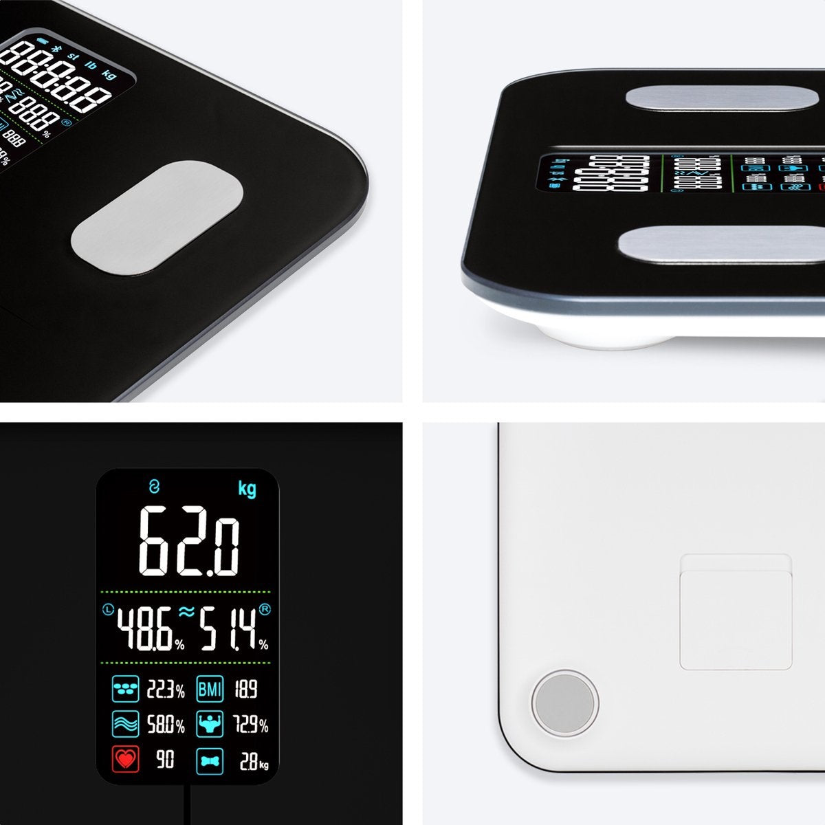 LifeGoods Personenwaage - Körperanalyse & Fettanteil - Digital - 15 Messungen - Schwarz