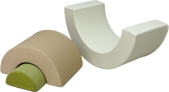 Sunny Seli Regenbogen-Schaumstoffblöcke – Weiche Kletter-, Stapel- und Spielblöcke – Beige, Braun und Grün – Softplay-Schaumstoffblöcke – Montessori-Spielzeug – 3-teilig – Ab 12 Monaten – Sicheres Spielen und Lernen