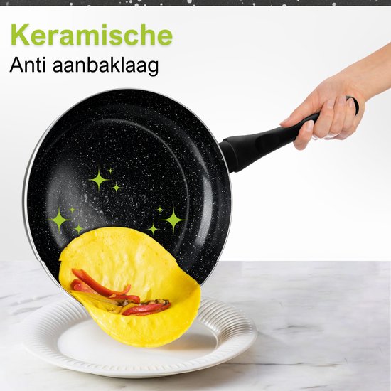 CeraFusion Keramikpfannen Set 3-teilig - Bratpfanne 20, 24 & 28 cm - Bratpfannen - Bratpfannenset - Induktionspfannen - Pfanne - PFAS frei