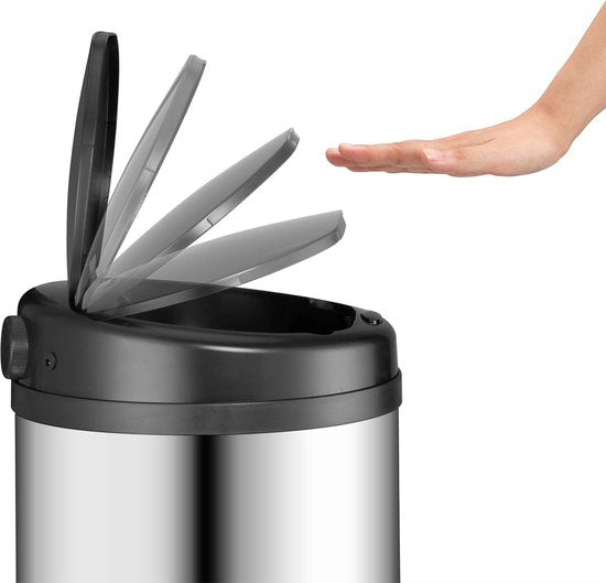 Automatischer Abfallsammler / Abfallsammler / Sensorabfallsammler - 50 Liter - Silber - Rund
