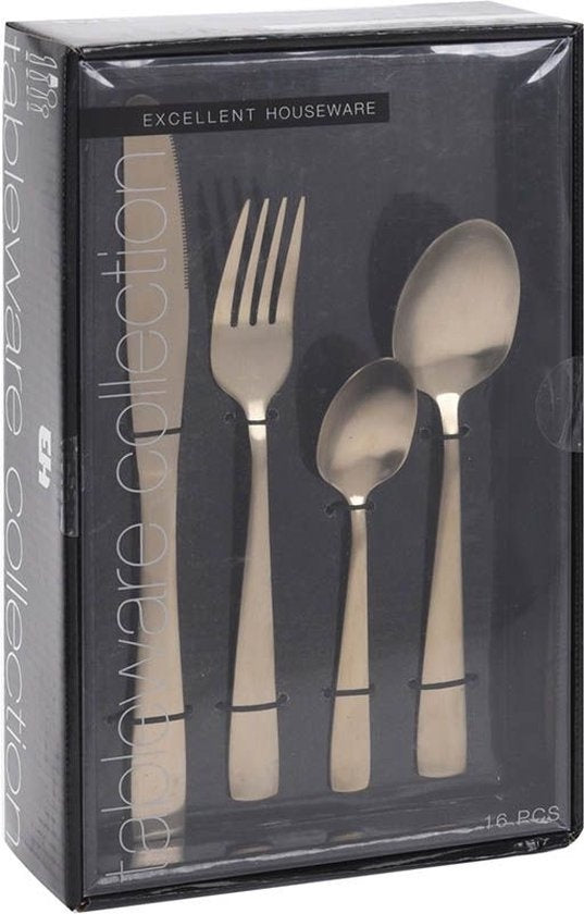 Excellent Houseware Besteckset - 16 Teile - Gold matt
