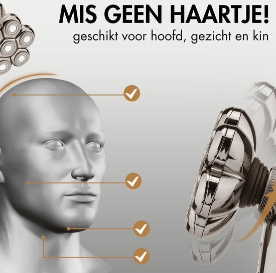 6-in-1 Rasierer für Männer - Trimmer - Clipper - Sansbeauté® SkullSharp PRO MAX - Elektrischer Gesichts- und Kopfrasierer - Schädelrasierer - Kopfrasur - Nass & Trocken - Elektrisch