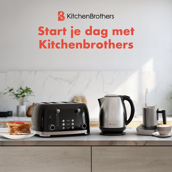 KitchenBrothers Wasserkocher - Elektrisch - 1.7L - Mit Kalkfilter - Edelstahl